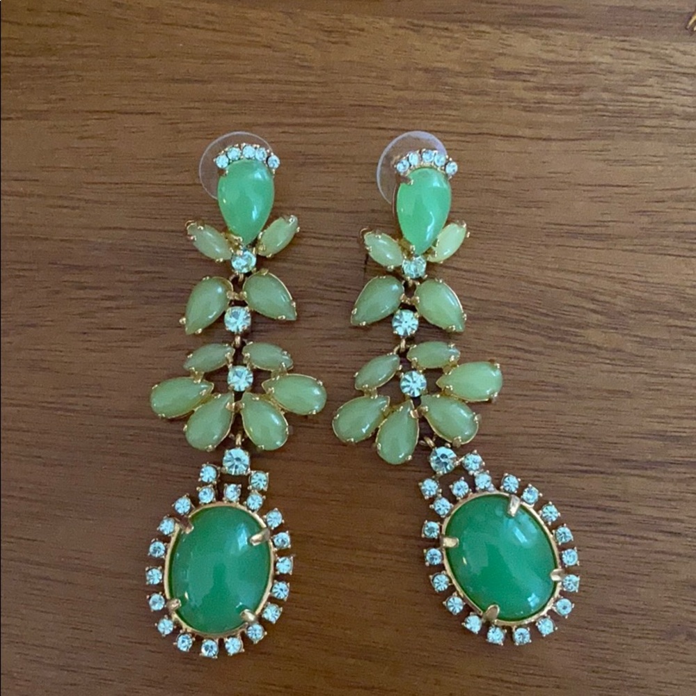 J crew earrings - green and gold